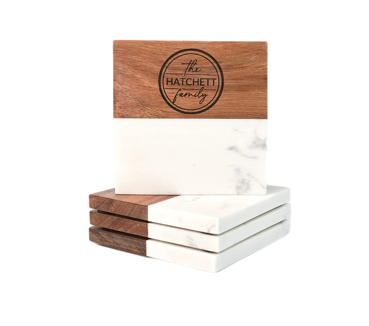 Acacia & Marble Coaster Set