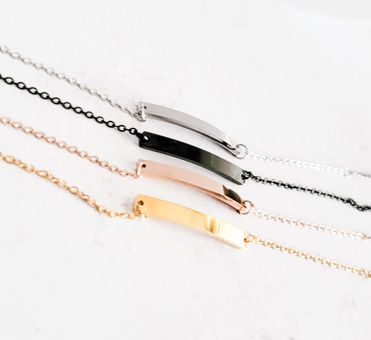 Horizontal Bar Cable Chain Bracelet (Silver, Gold, Rose Gold, or Black)