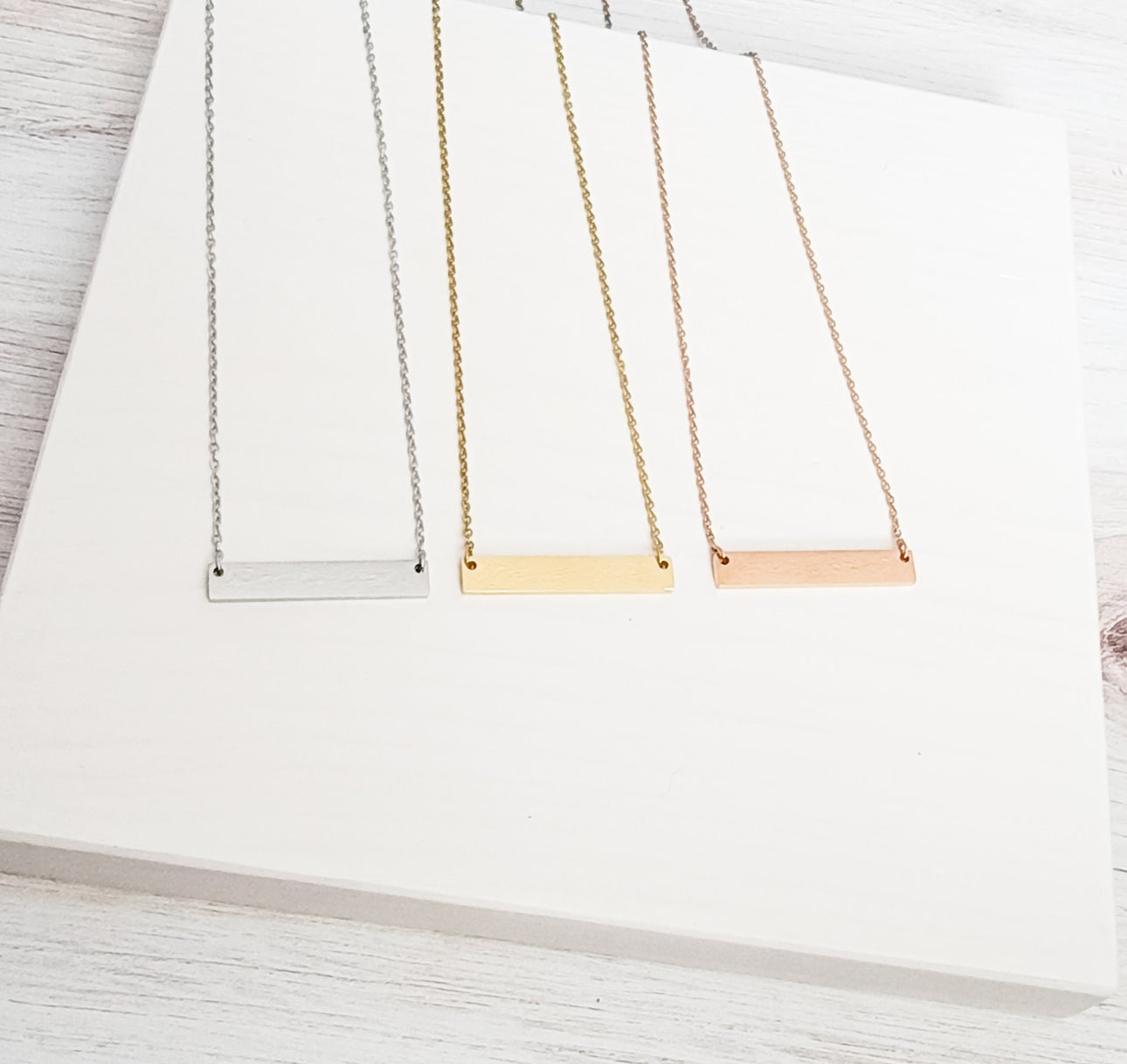 Medium Horizontal Bar Necklace (Silver, Gold, Black, or Rose Gold)