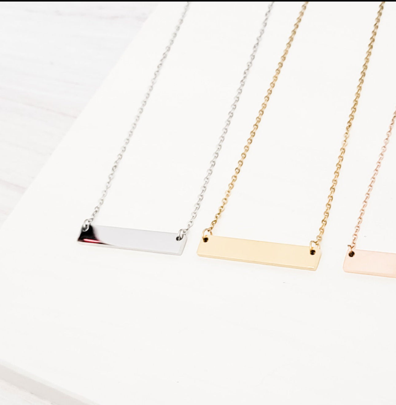 Medium Horizontal Bar Necklace (Silver, Gold, Black, or Rose Gold)