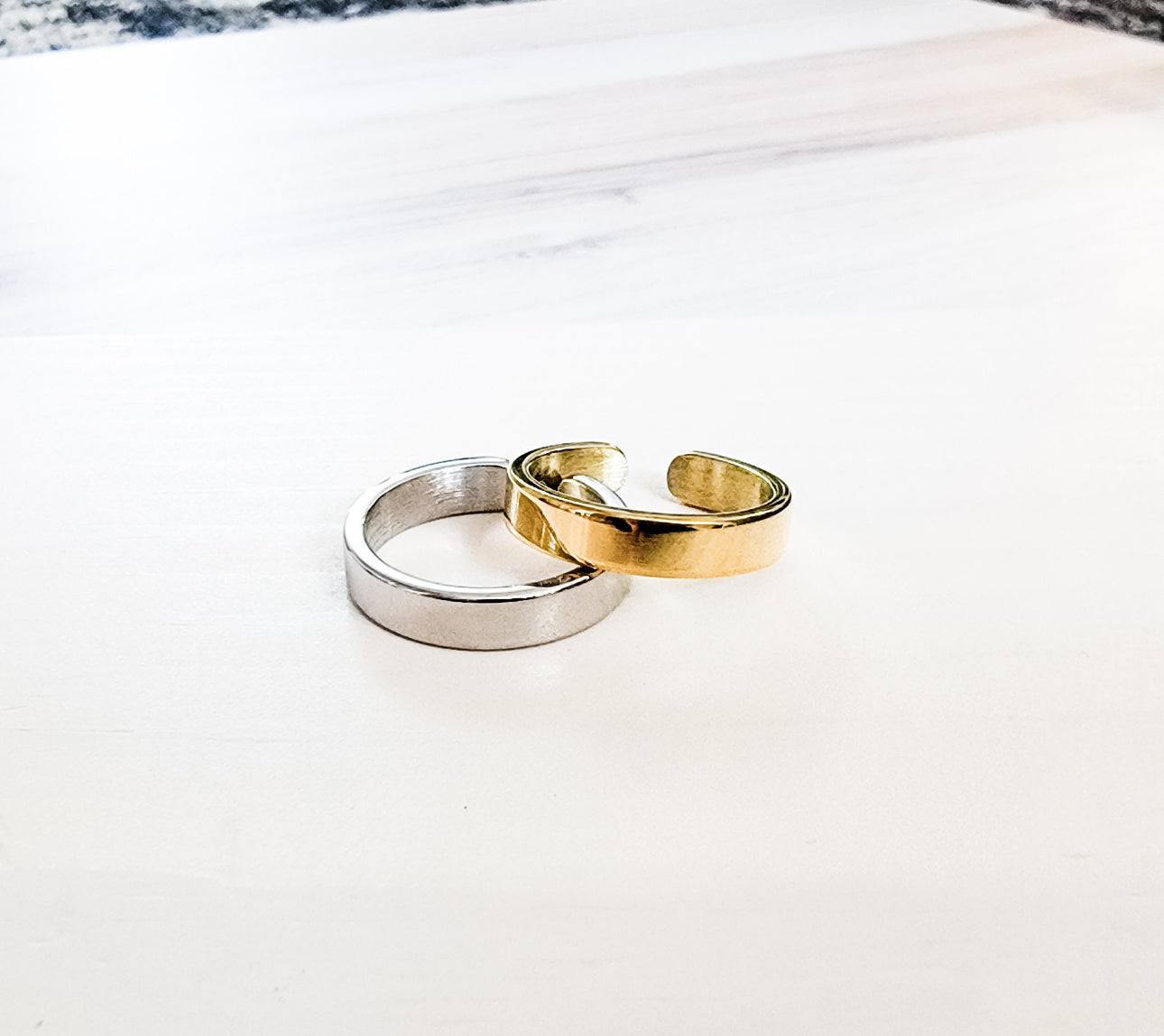 4mm Wide Open Ring (Silver or Gold) Stainless Steel Tarnish-Resistant