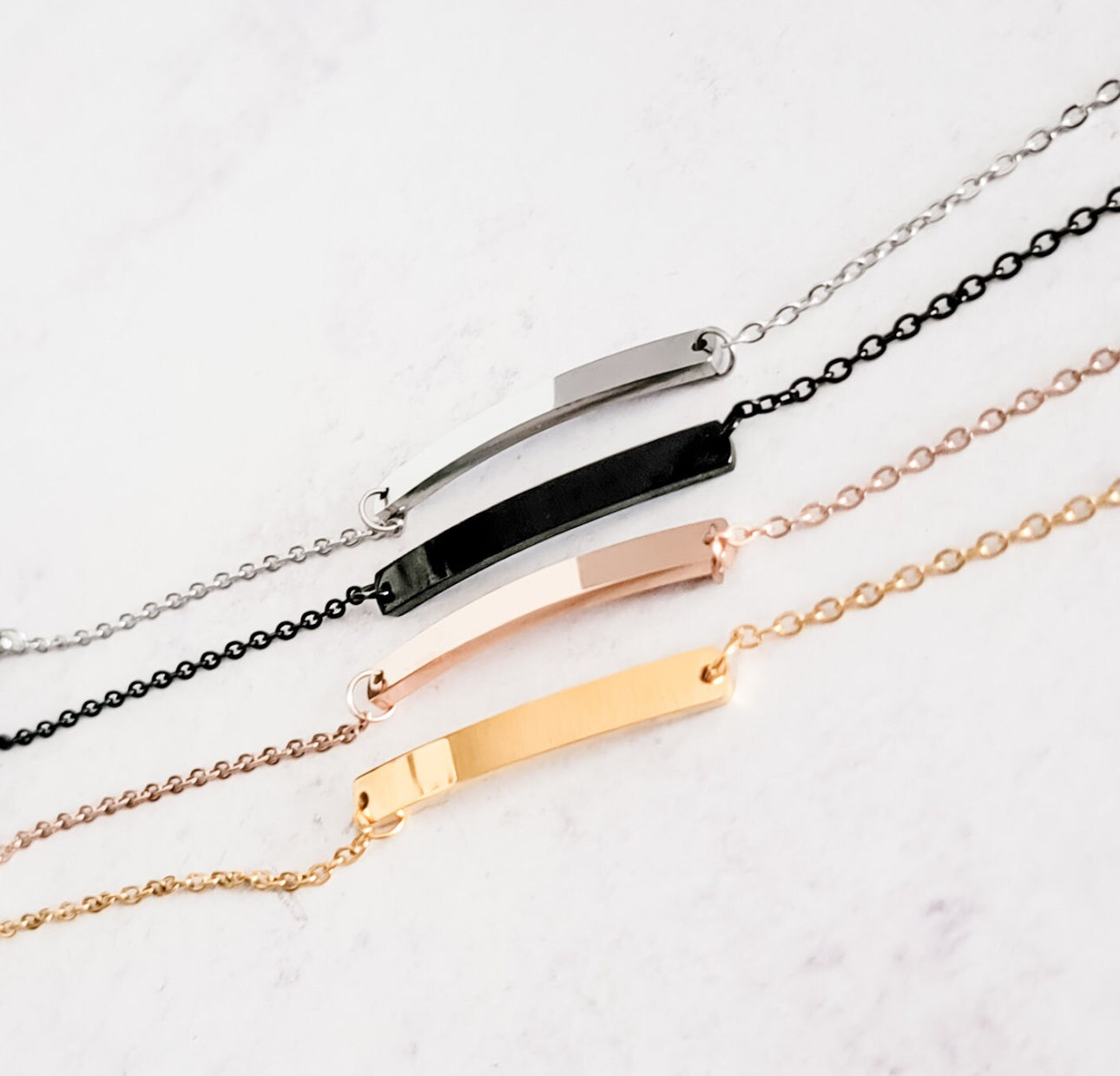 Horizontal Bar Cable Chain Bracelet (Silver, Gold, Rose Gold, or Black)