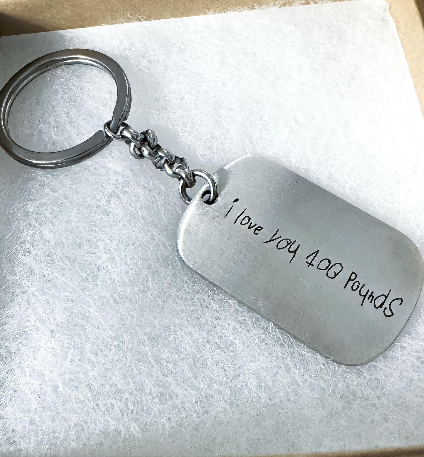 Brushed Rounded Rectangle Pendant Keychain (Silver or Gold), 45x28mm Brushed Finish Stainless Steel