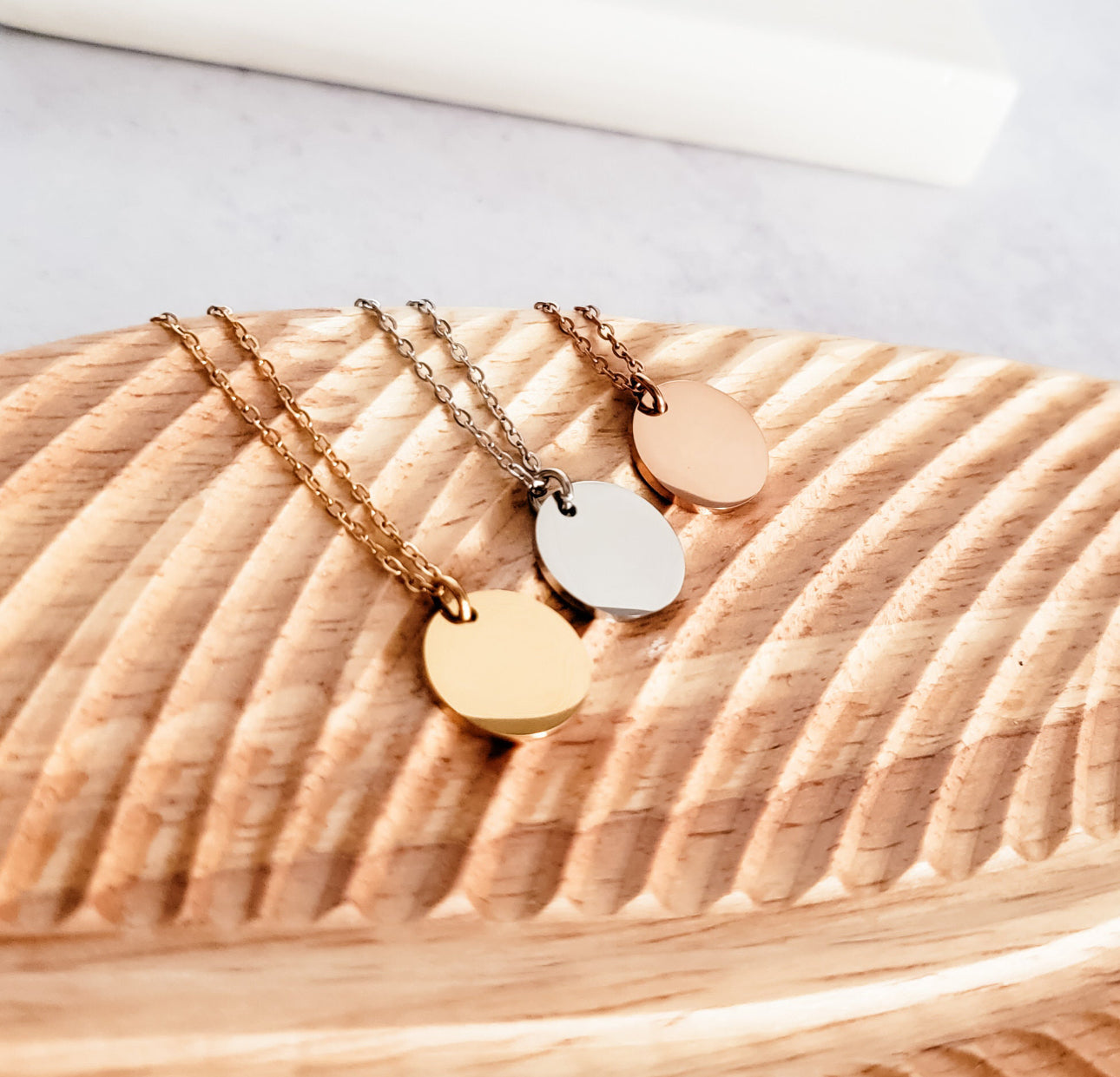 15mm Disc Necklace (Silver, Gold, or Rose Gold)