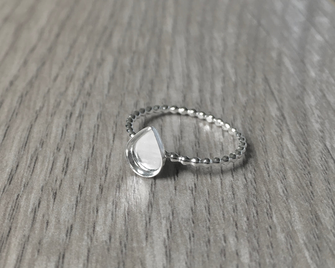 Breastmilk Keepsake - Tear Drop Beaded Band Ring