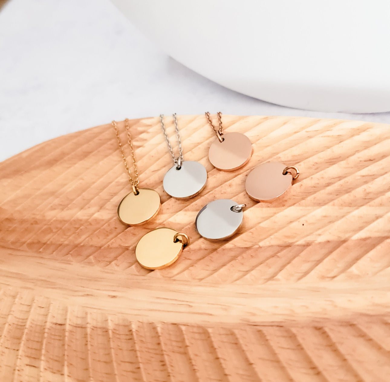 15mm Disc Necklace (Silver, Gold, or Rose Gold)