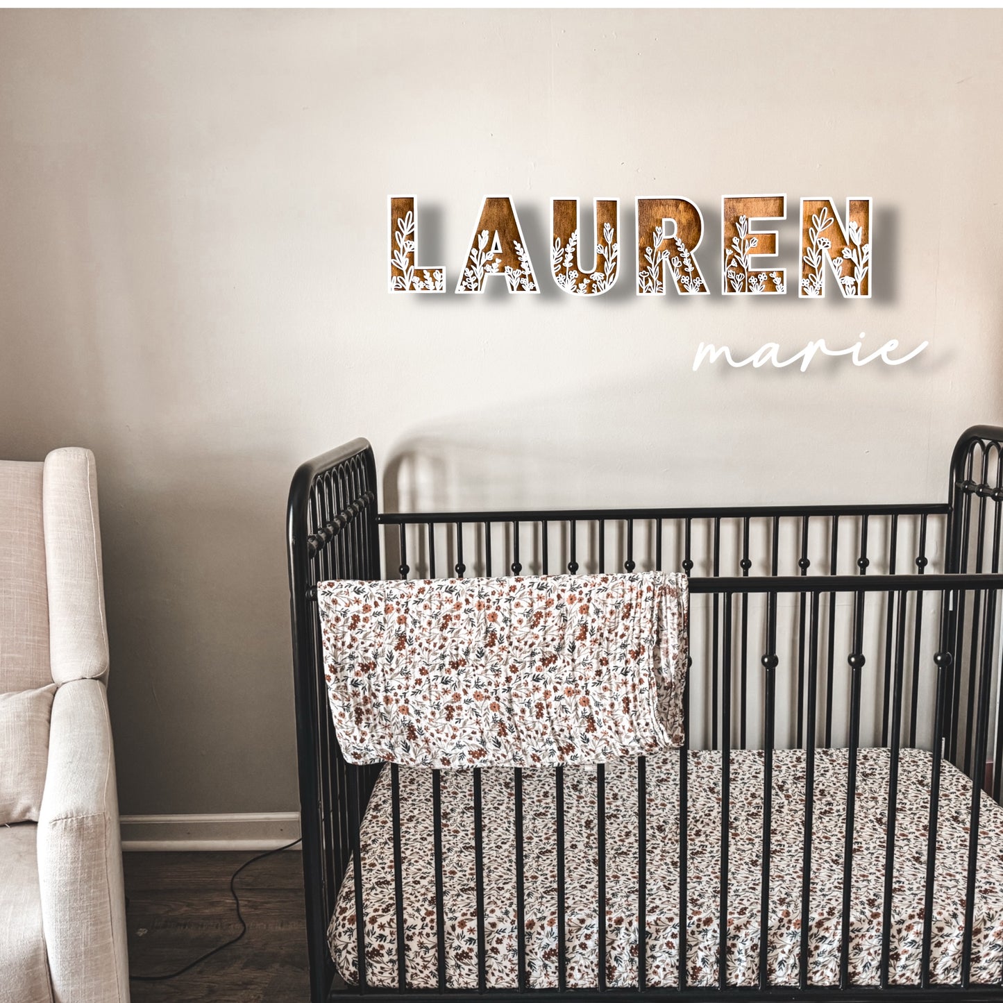 Custom Nursery Sign - Floral
