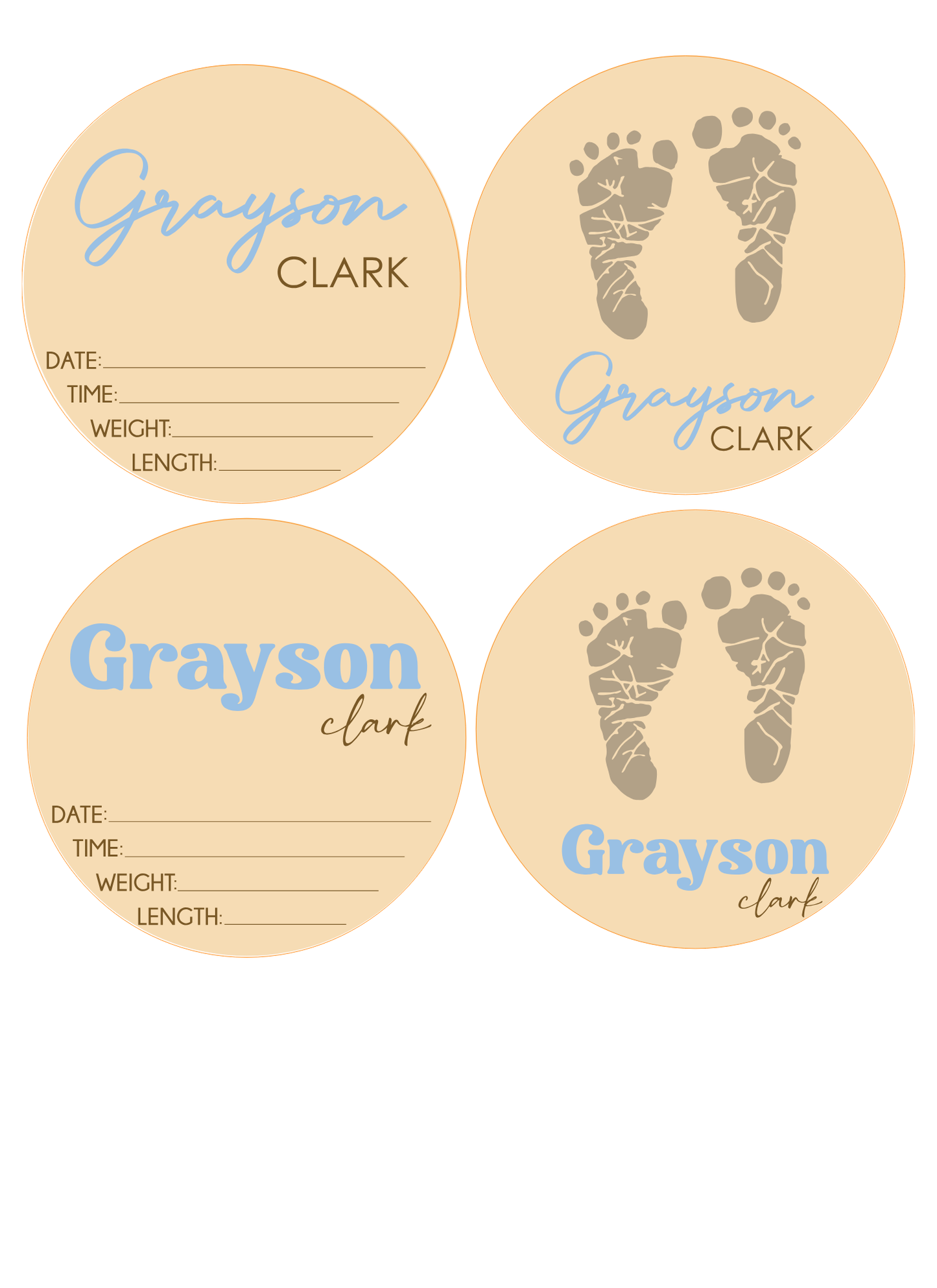 Baby Name Announcement - Footprint Bundle