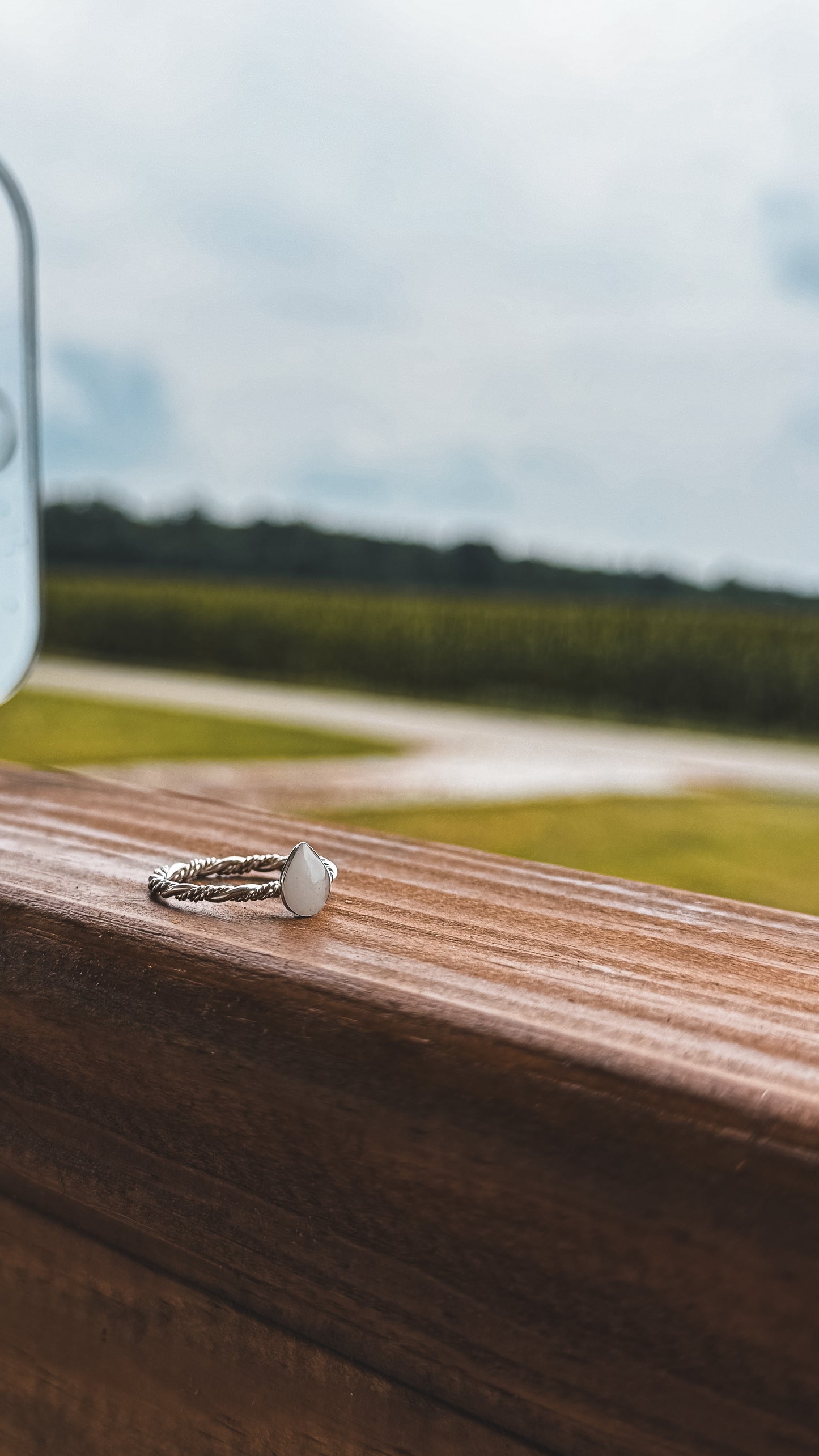 Breastmilk Keepsake - Triple Twist Band Tear Drop Ring