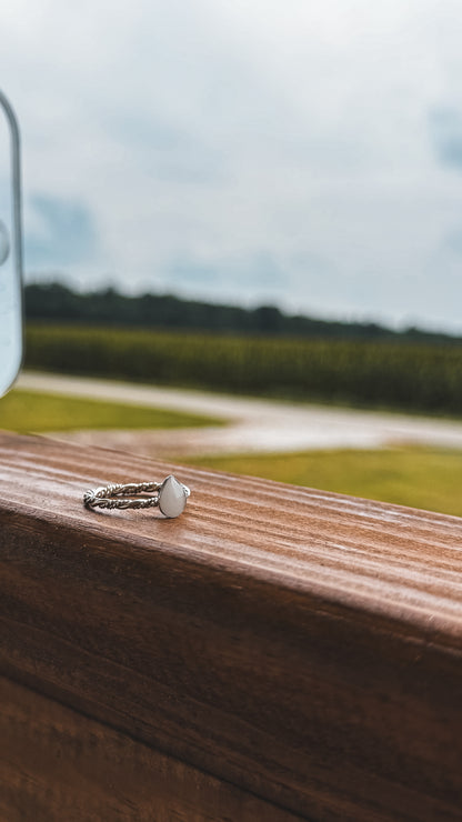 Breastmilk Keepsake - Triple Twist Band Tear Drop Ring