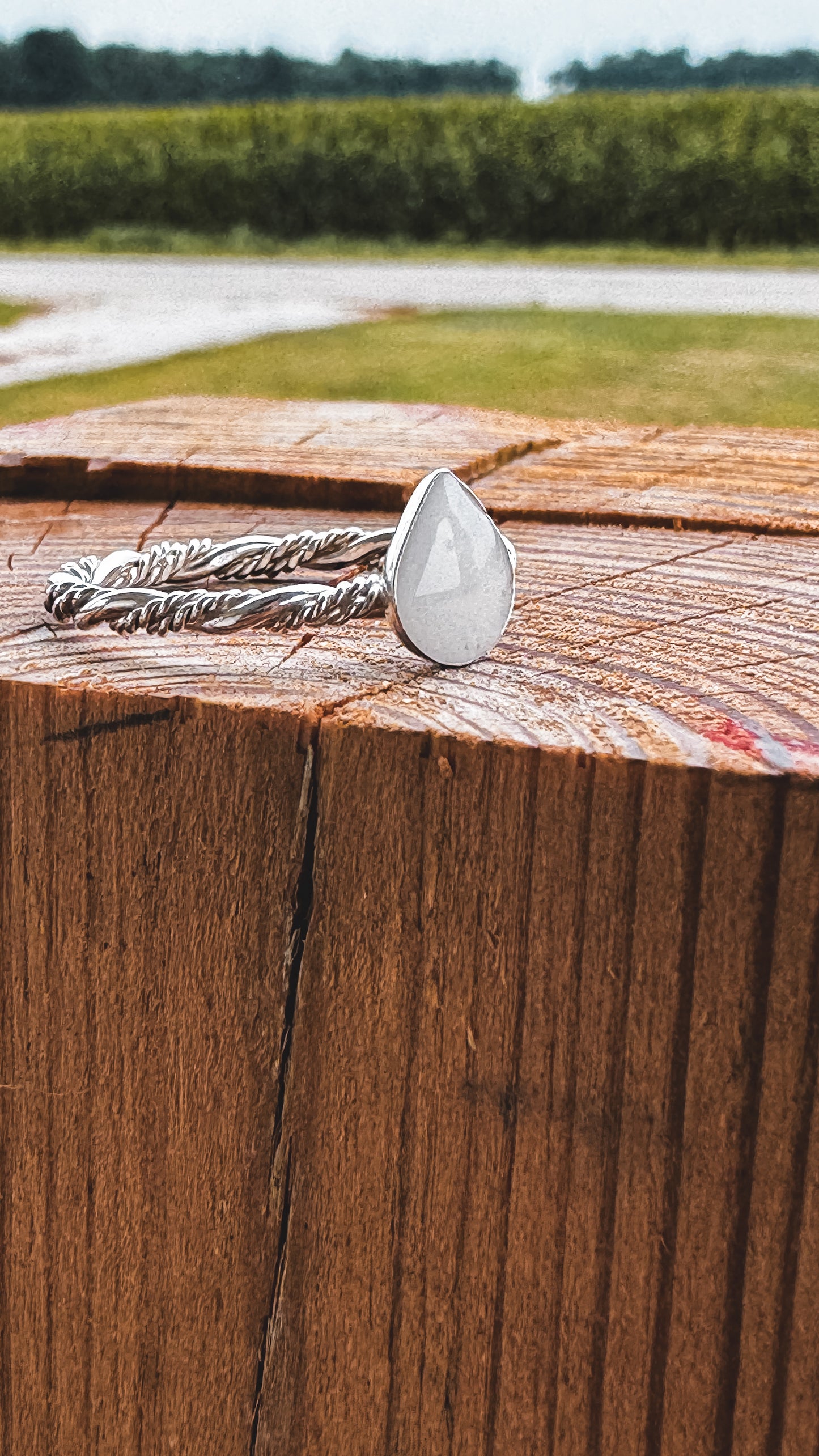 Breastmilk Keepsake - Triple Twist Band Tear Drop Ring