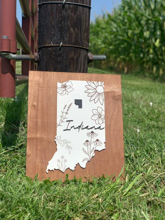 Indiana Floral Sign
