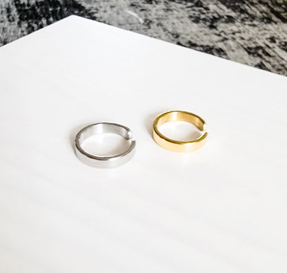 4mm Wide Open Ring (Silver or Gold) Stainless Steel Tarnish-Resistant