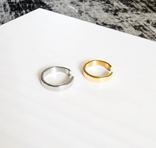 4mm Wide Open Ring (Silver or Gold) Stainless Steel Tarnish-Resistant