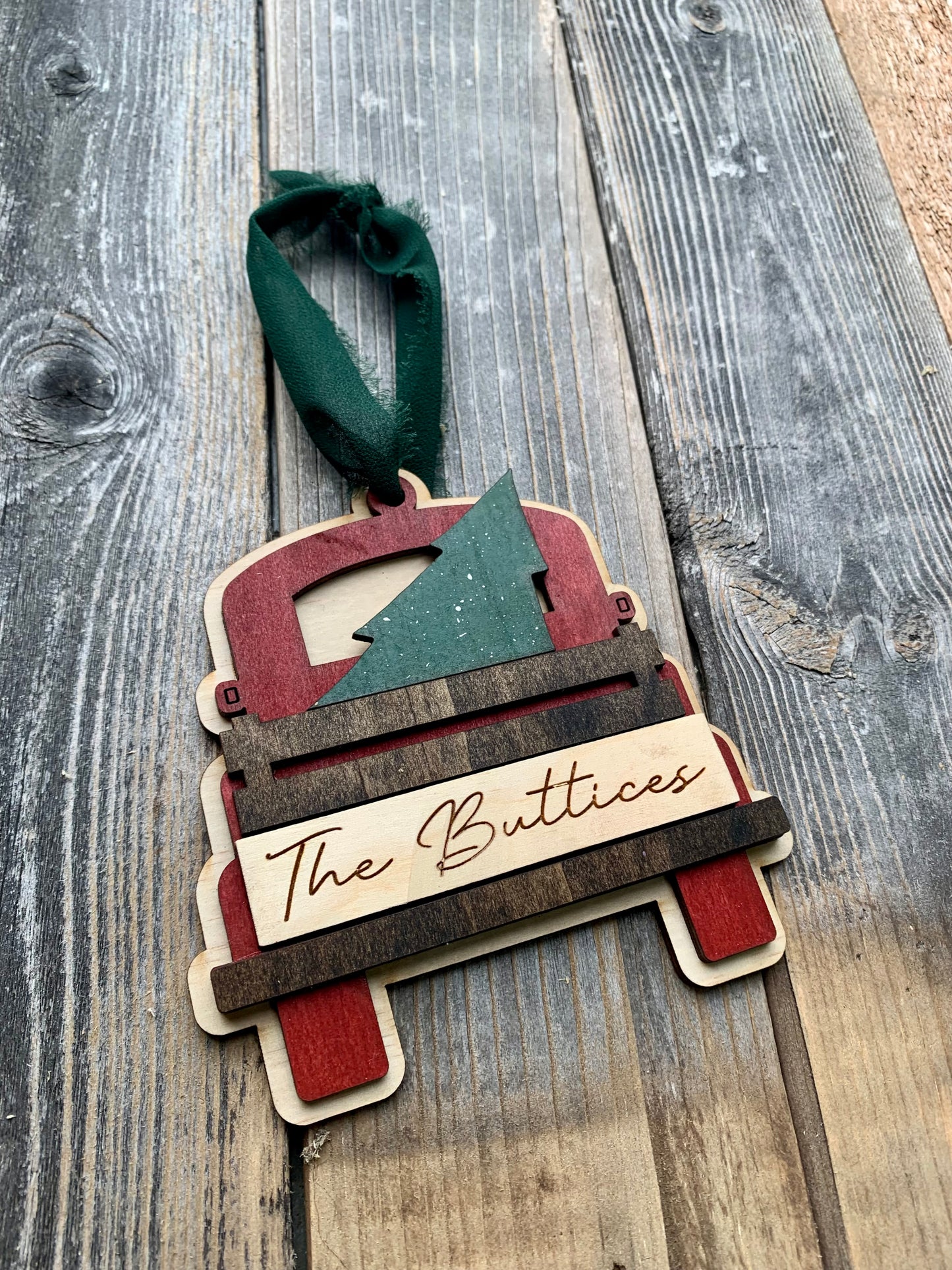 Family Red Truck Ornament