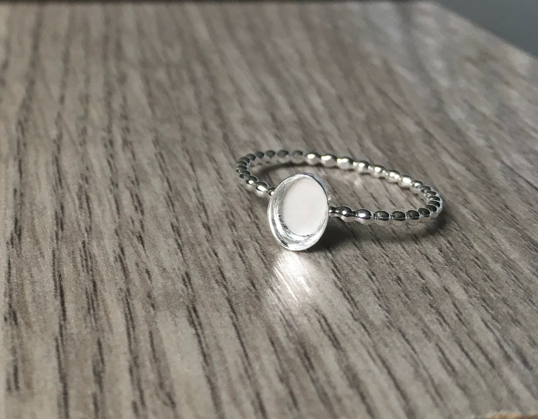 Breastmilk Keepsake - Oval Beaded Band Ring