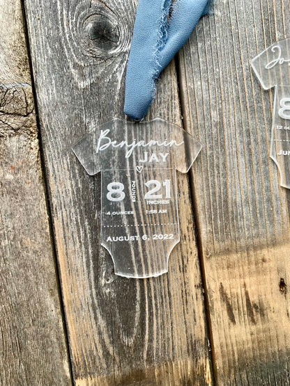 Clear Baby Stats Ornament
