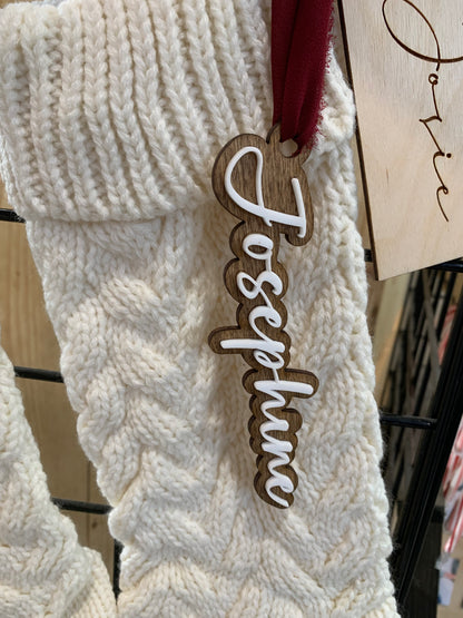 Stocking Tags - name outline - stained