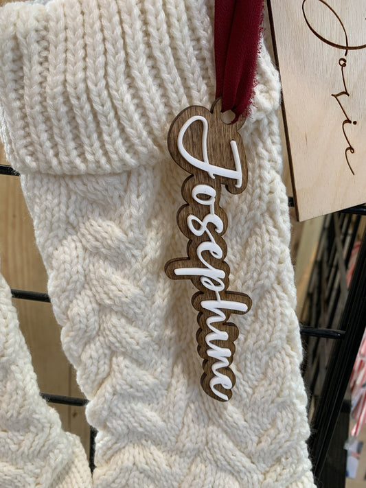 Stocking Tags - name outline - stained