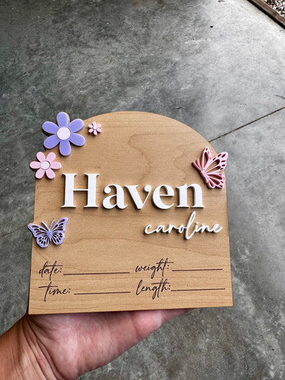 Baby Name Announcment - butterfly