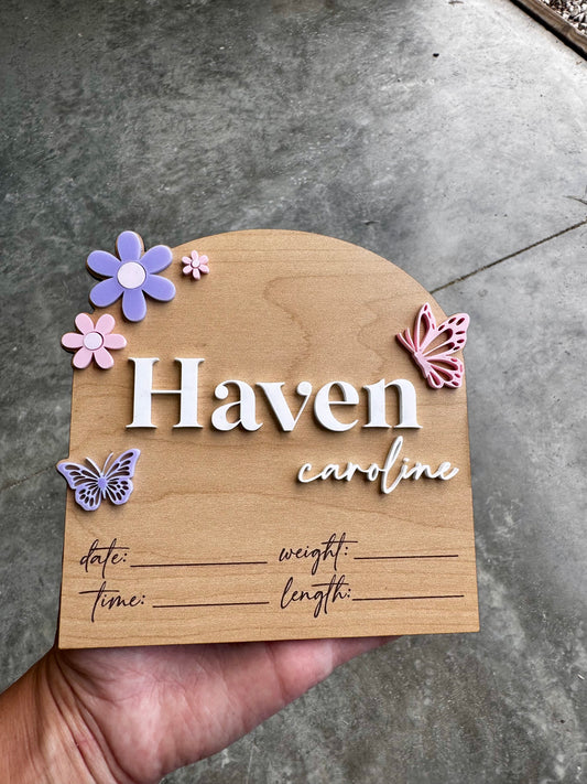 Baby Name Announcment - butterfly