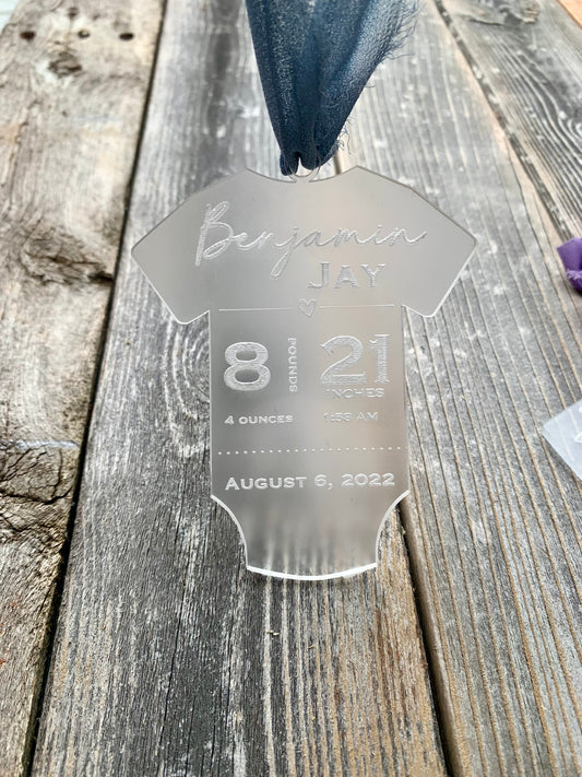 Clear Baby Stats Ornament