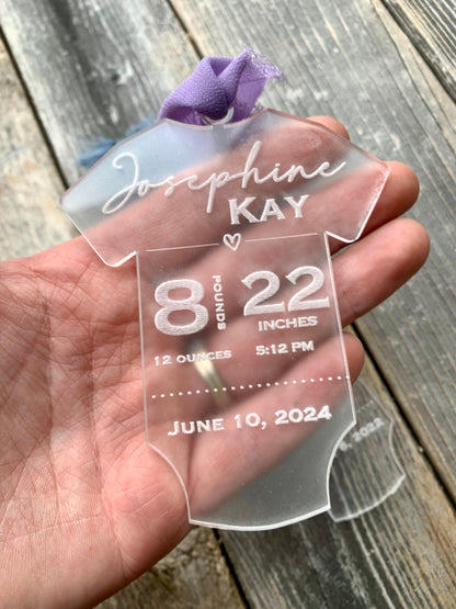 Clear Baby Stats Ornament