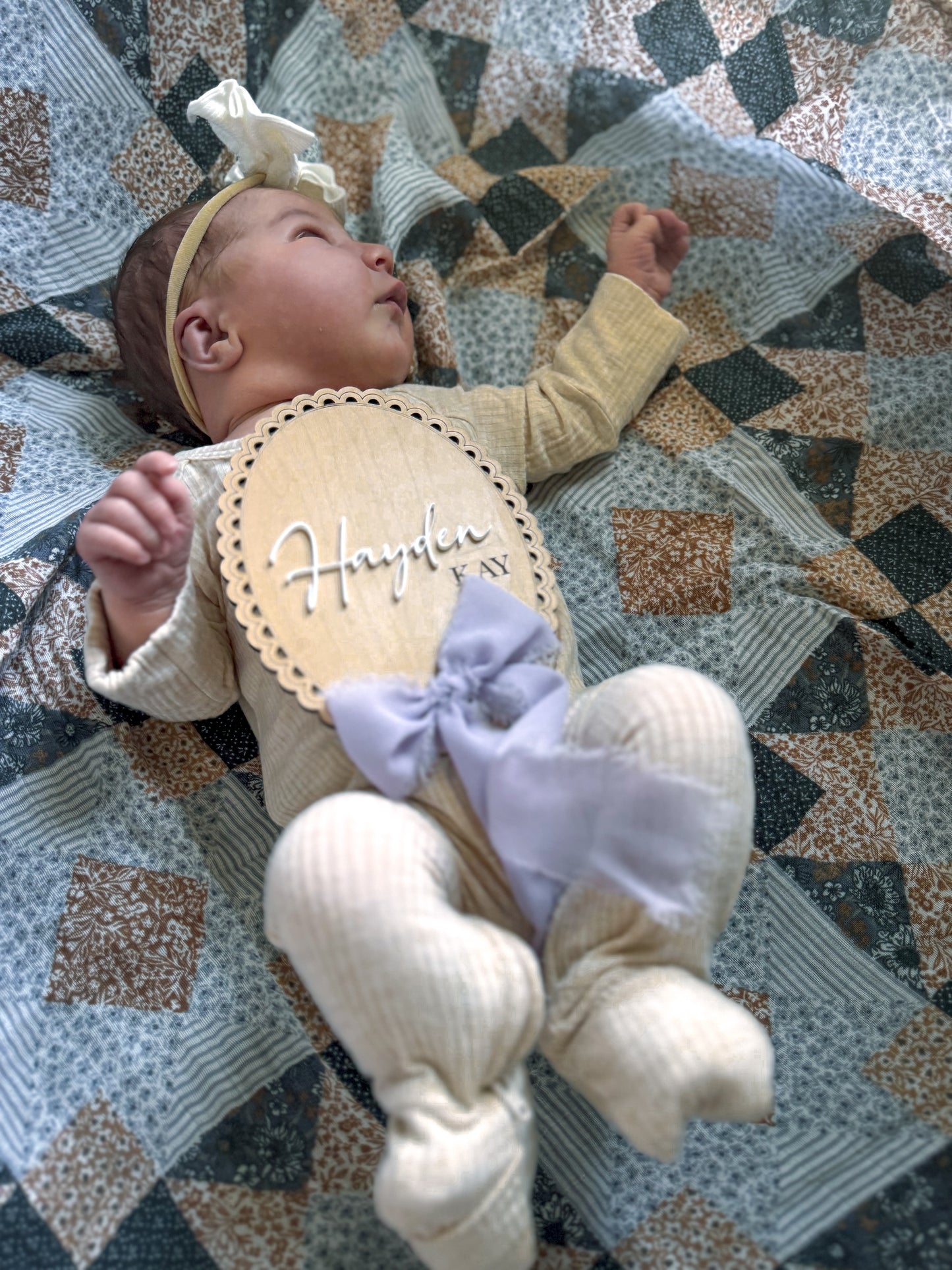 Baby Name Announcement - Bow with Name