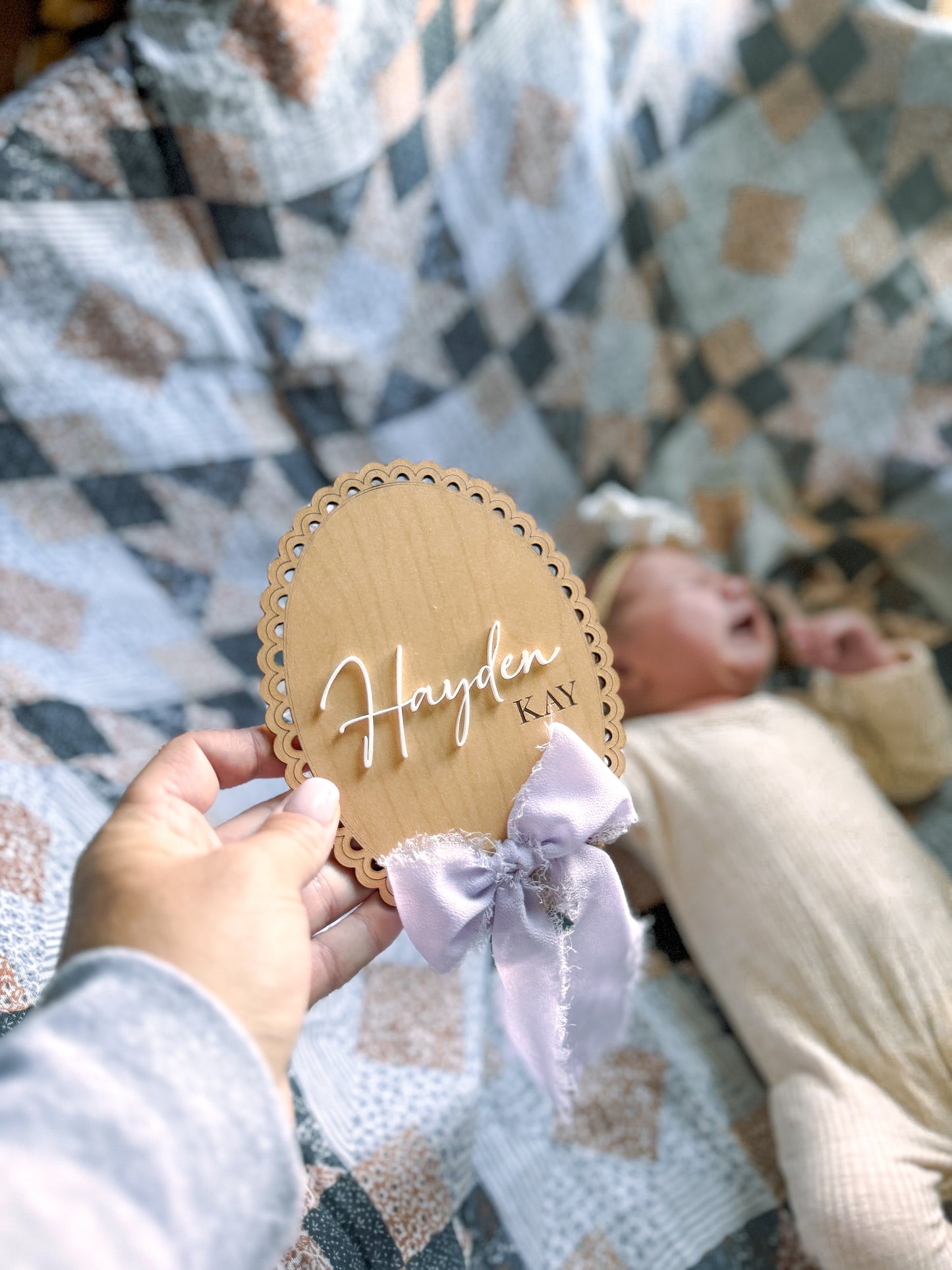 Baby Name Announcement - Bow with Name