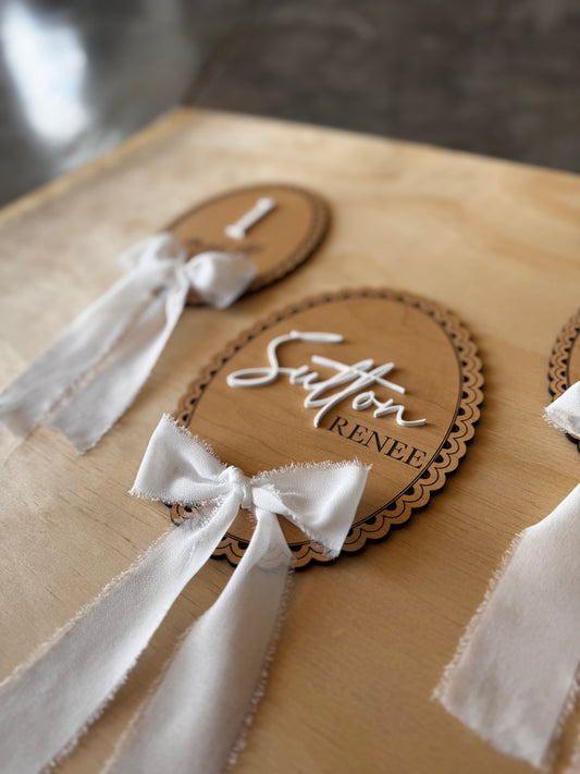 Baby Name Announcement - Bow with Name