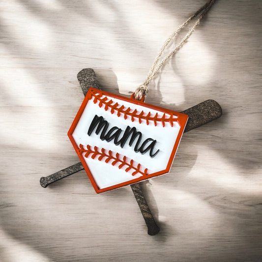 Baseball Mama Car Charm
