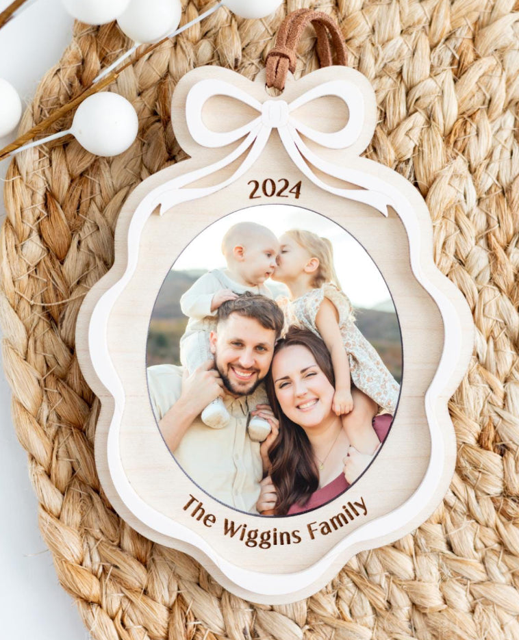 Photo Frame - White Bow Ornament