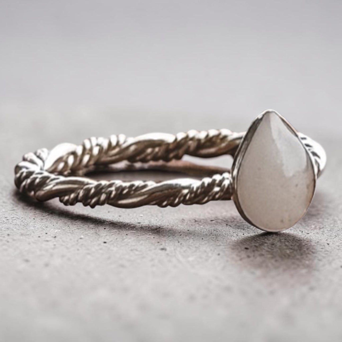 Breastmilk Keepsake - Triple Twist Band Tear Drop Ring