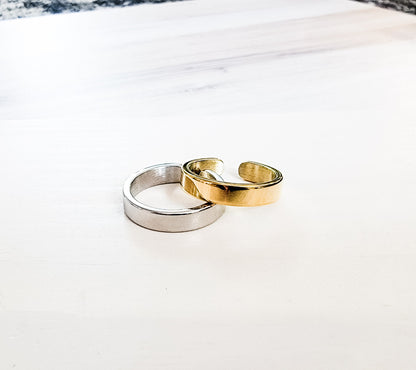 4mm Wide Open Ring (Silver or Gold) Stainless Steel Tarnish-Resistant