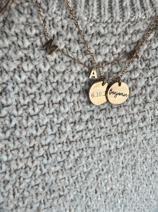 15mm Disc Necklace (Silver, Gold, or Rose Gold)