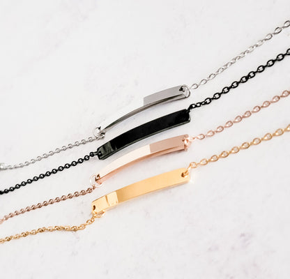 Horizontal Bar Cable Chain Bracelet (Silver, Gold, Rose Gold, or Black)