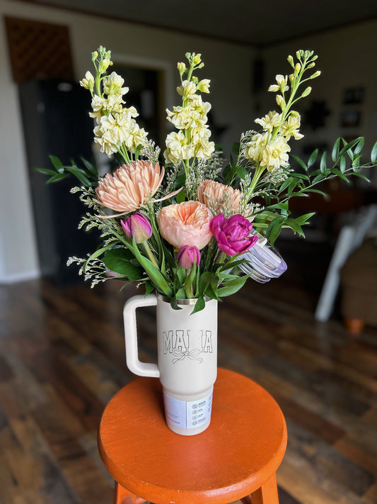 Mother’s Day Tumbler Flower Arrangement