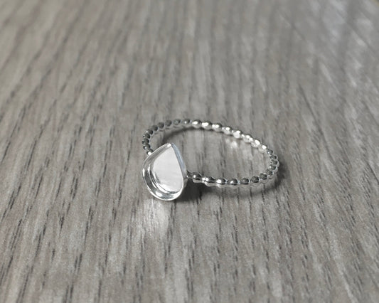 Breastmilk Keepsake - Tear Drop Beaded Band Ring