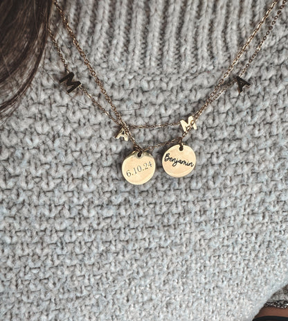 15mm Disc Necklace (Silver, Gold, or Rose Gold)