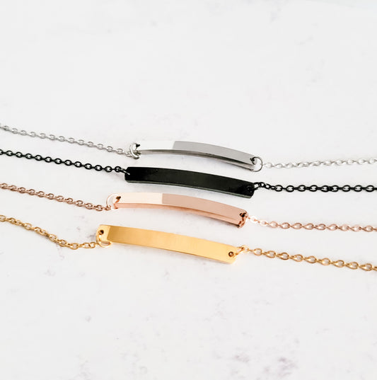 Horizontal Bar Cable Chain Bracelet (Silver, Gold, Rose Gold, or Black)