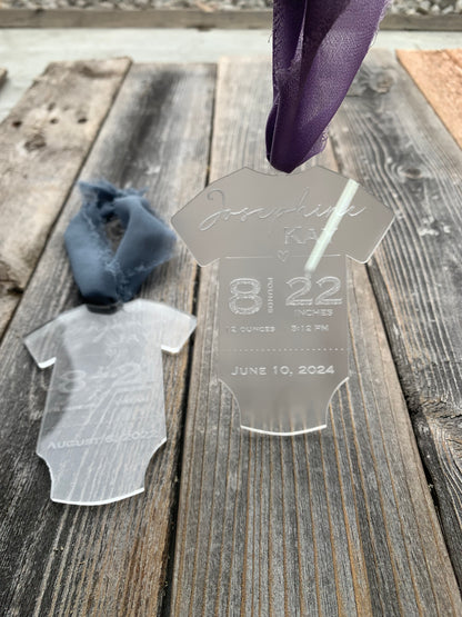 Clear Baby Stats Ornament