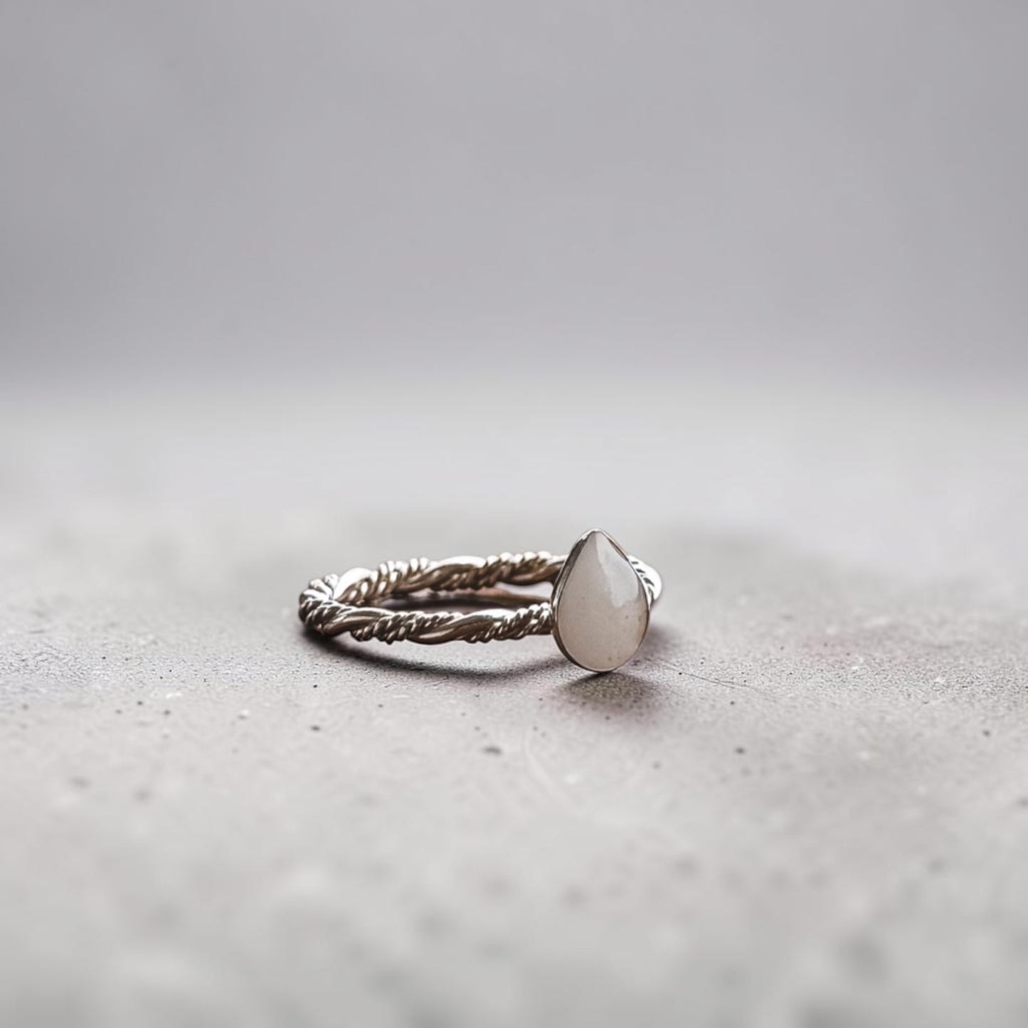 Breastmilk Keepsake - Triple Twist Band Tear Drop Ring