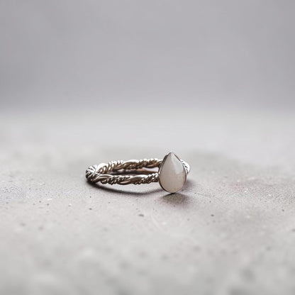 Breastmilk Keepsake - Triple Twist Band Tear Drop Ring