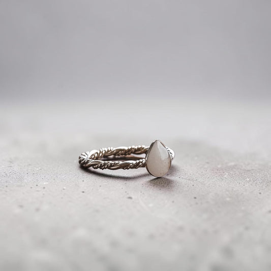 Breastmilk Keepsake - Triple Twist Band Tear Drop Ring