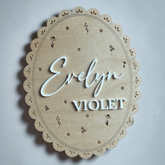 Baby Name Announcment - dainty floral