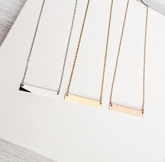 Medium Horizontal Bar Necklace (Silver, Gold, Black, or Rose Gold)
