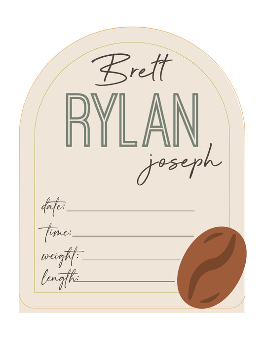 Baby Name Announcment - Coffee Bean