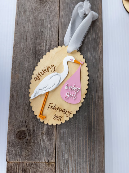 Baby Arriving - Ornament