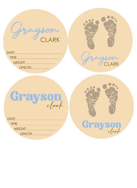 Baby Name Announcement - Footprint Bundle
